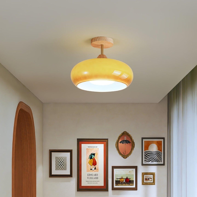 L&aacute;mpara de techo de cristal retro Bauhaus