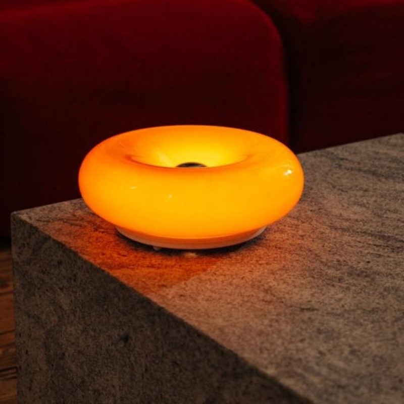 L&aacute;mpara de mesa decorativa de cristal con forma de rosquilla, aplique de pared