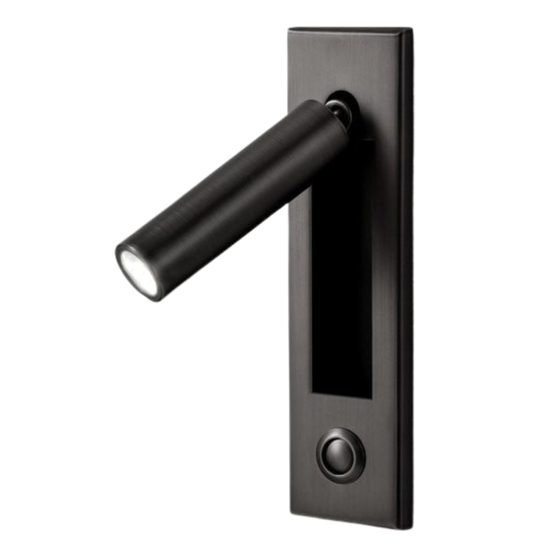 L&aacute;mpara de pared empotrada junto a la cama