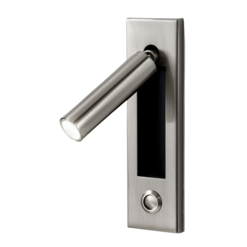 L&aacute;mpara de pared empotrada junto a la cama