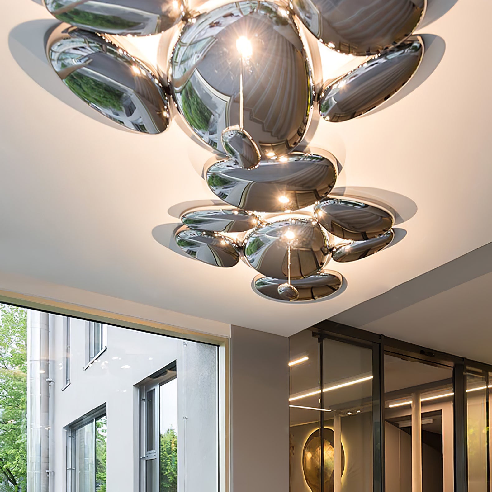 Zilveren plafondlamp met Italiaans design