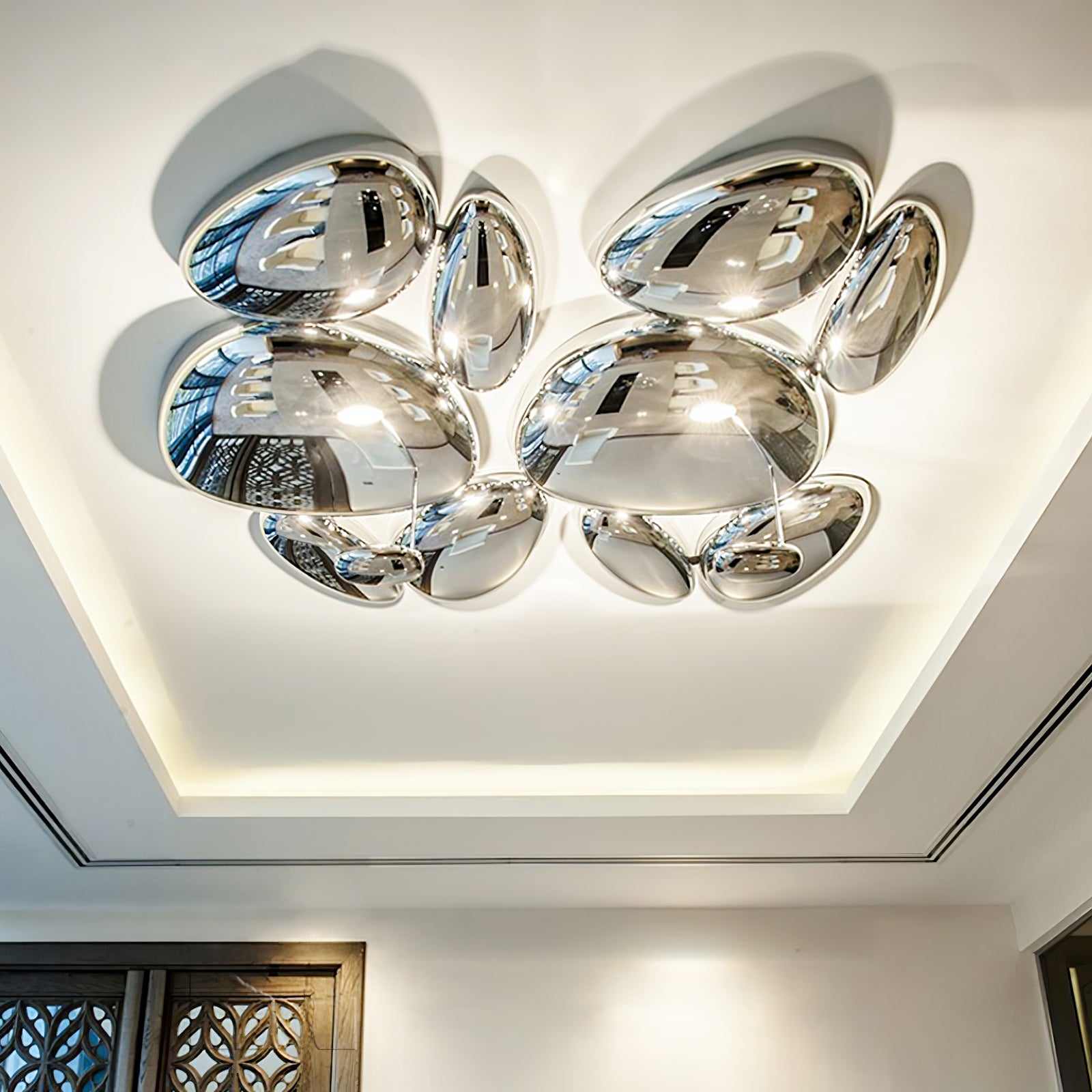 Zilveren plafondlamp met Italiaans design