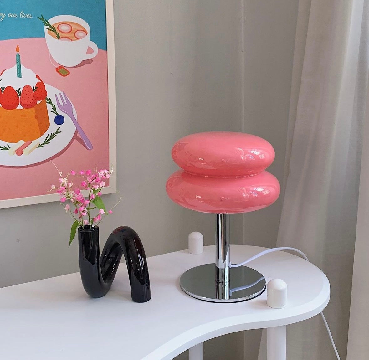 Retro Bauhaus Tischleuchte mit Lollipop-Ripple-Design