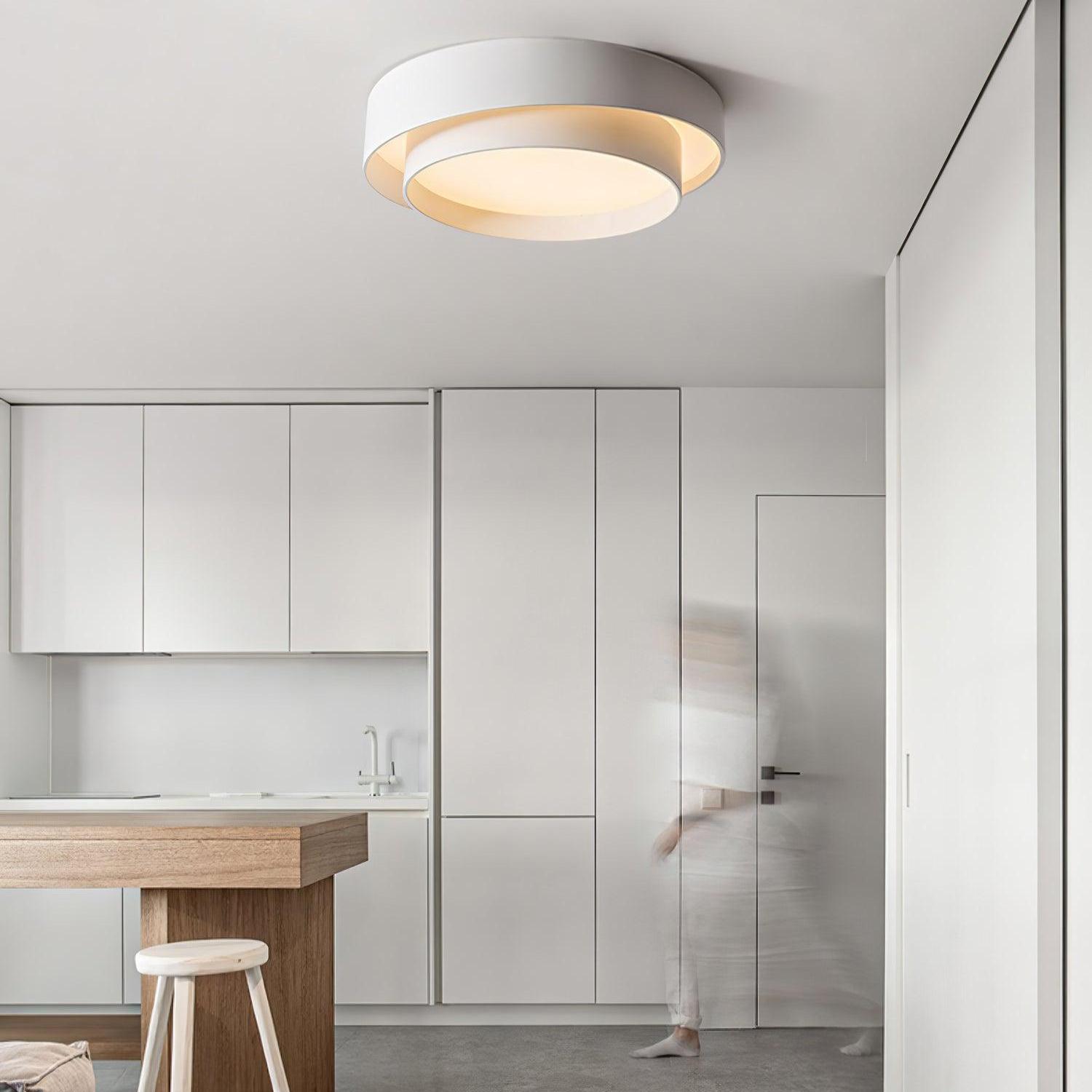 L&aacute;mpara de techo LED redonda doble moderna
