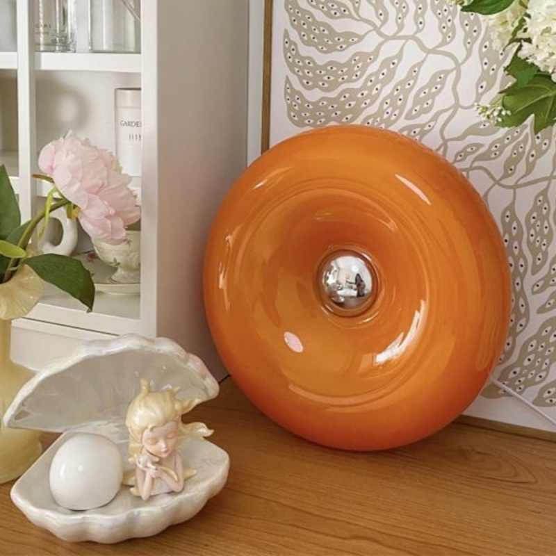 L&aacute;mpara de mesa decorativa de cristal con forma de rosquilla, aplique de pared