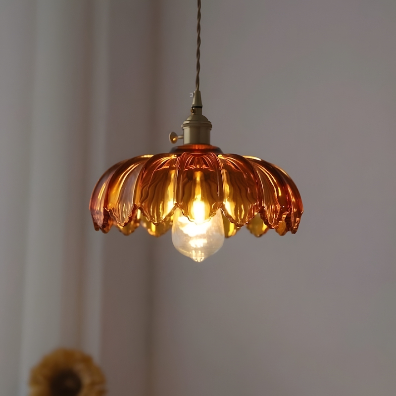 Suspension en verre style r&eacute;tro rustique en forme de p&eacute;tales