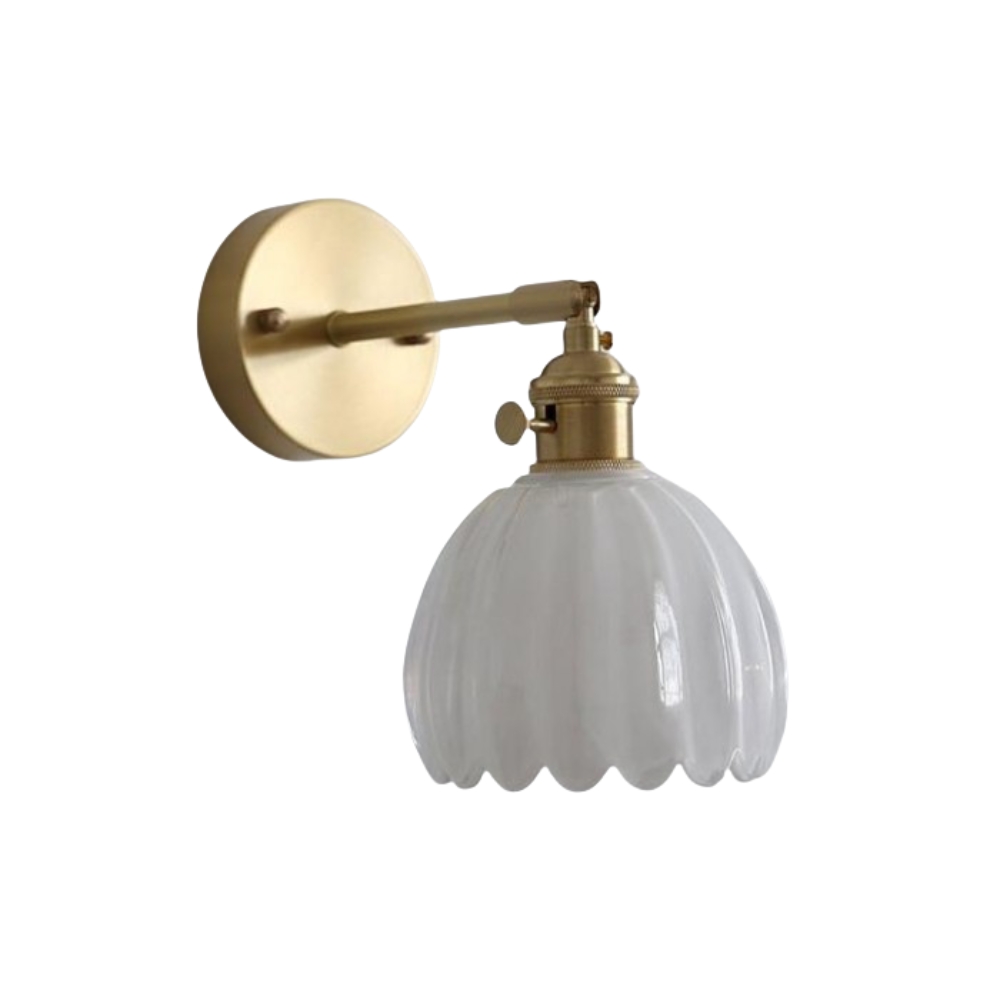 Vintage-Wandlampe in Form einer Glasblume mit Tulpenmotiv