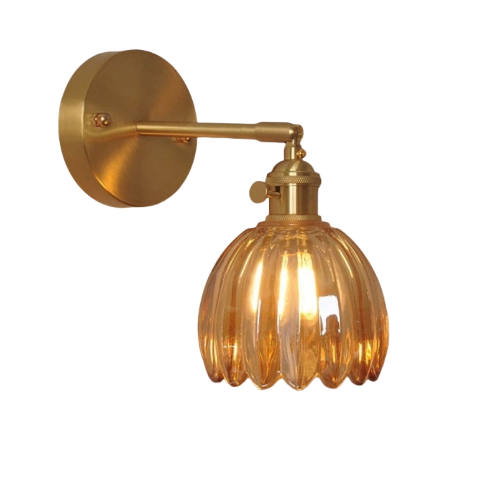 Vintage-Wandlampe in Form einer Glasblume mit Tulpenmotiv