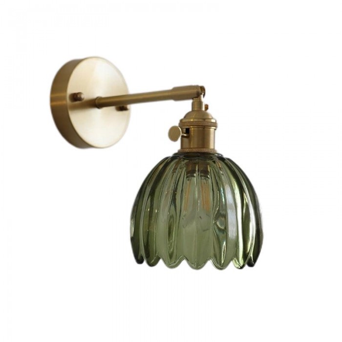 Vintage-Wandlampe in Form einer Glasblume mit Tulpenmotiv