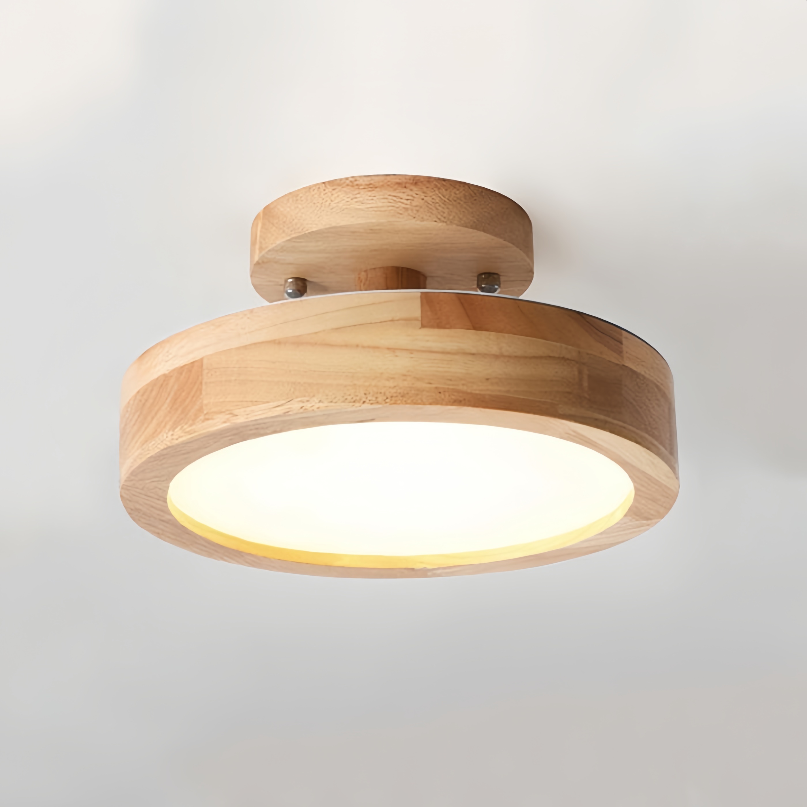 L&aacute;mpara de techo redonda de madera Macaroon