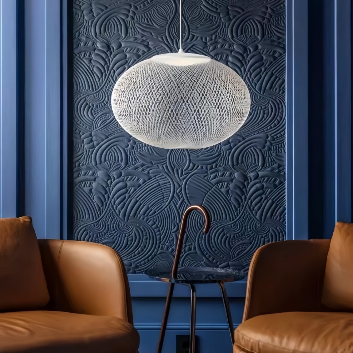 Moderne LED-Pendelleuchte mit Mesh-Gewebe