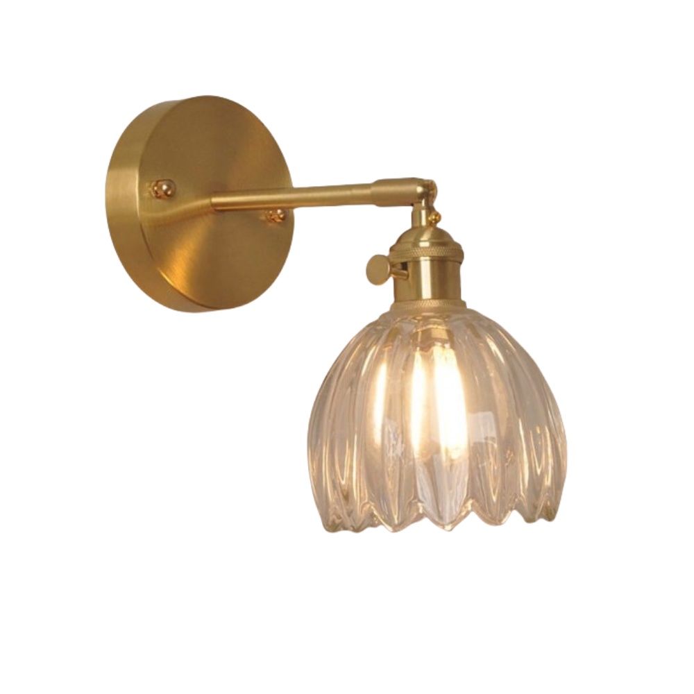Vintage-Wandlampe in Form einer Glasblume mit Tulpenmotiv