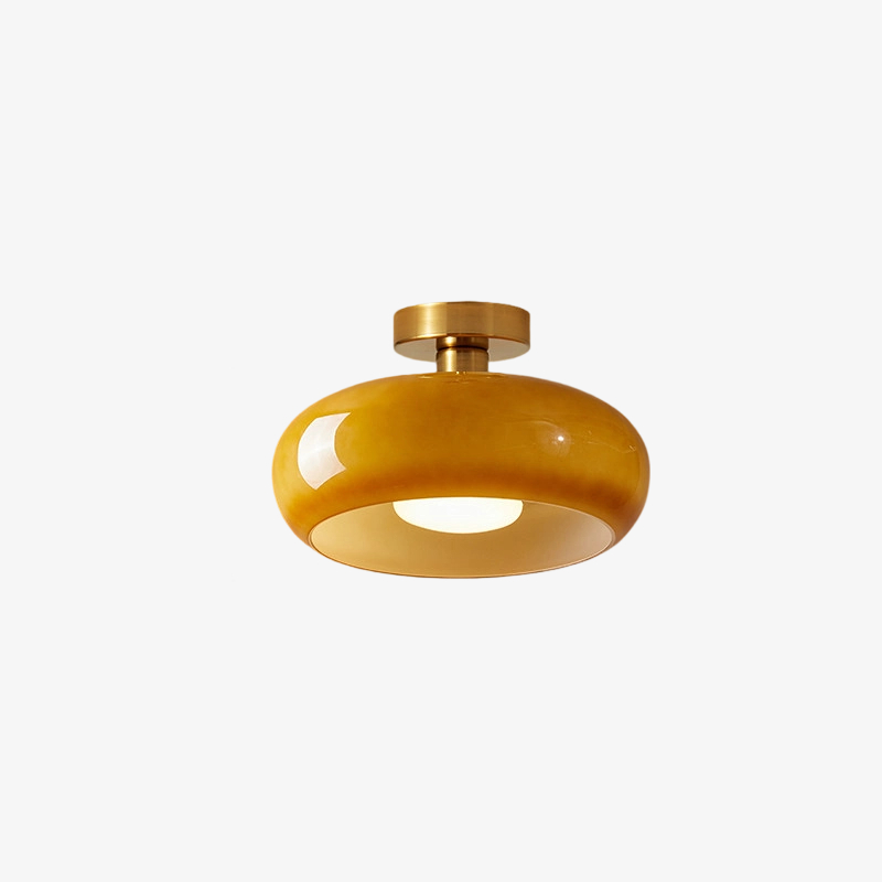 Plafonnier rond moderne en verre Bauvia, style Bauhaus &eacute;pur&eacute;, &eacute;clairage d'ambiance confortable N63