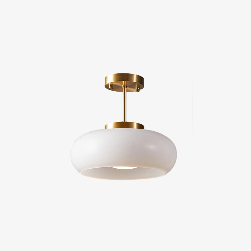 Plafonnier rond moderne en verre Bauvia, style Bauhaus &eacute;pur&eacute;, &eacute;clairage d'ambiance confortable N63