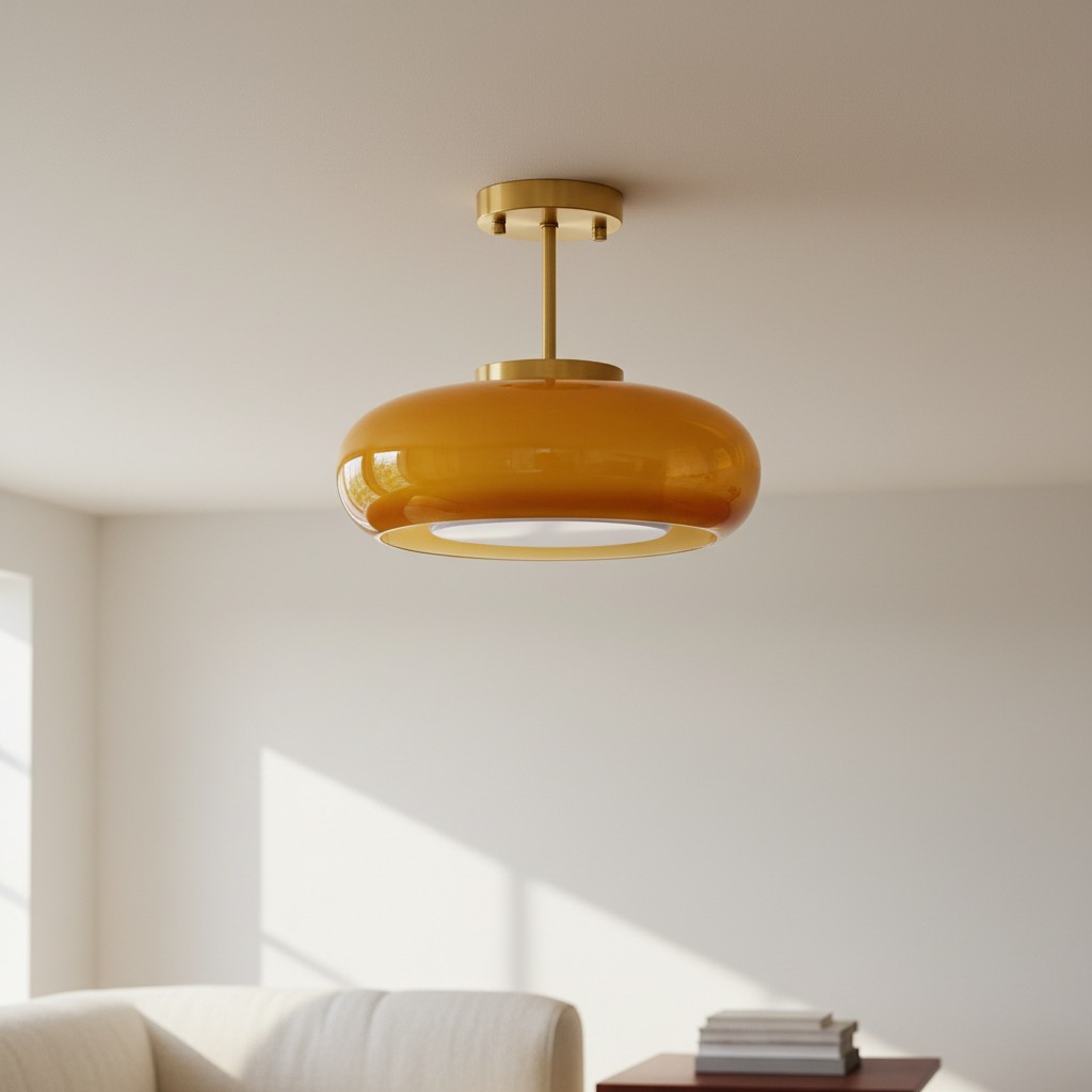 Plafonnier rond moderne en verre Bauvia, style Bauhaus &eacute;pur&eacute;, &eacute;clairage d'ambiance confortable N63