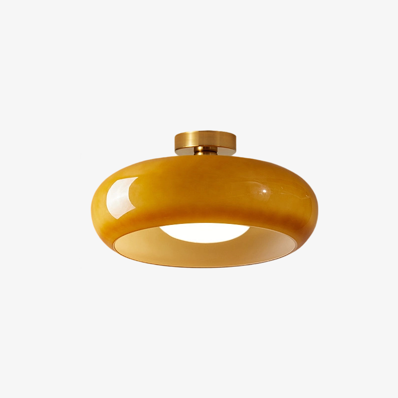 Plafonnier rond moderne en verre Bauvia, style Bauhaus &eacute;pur&eacute;, &eacute;clairage d'ambiance confortable N63