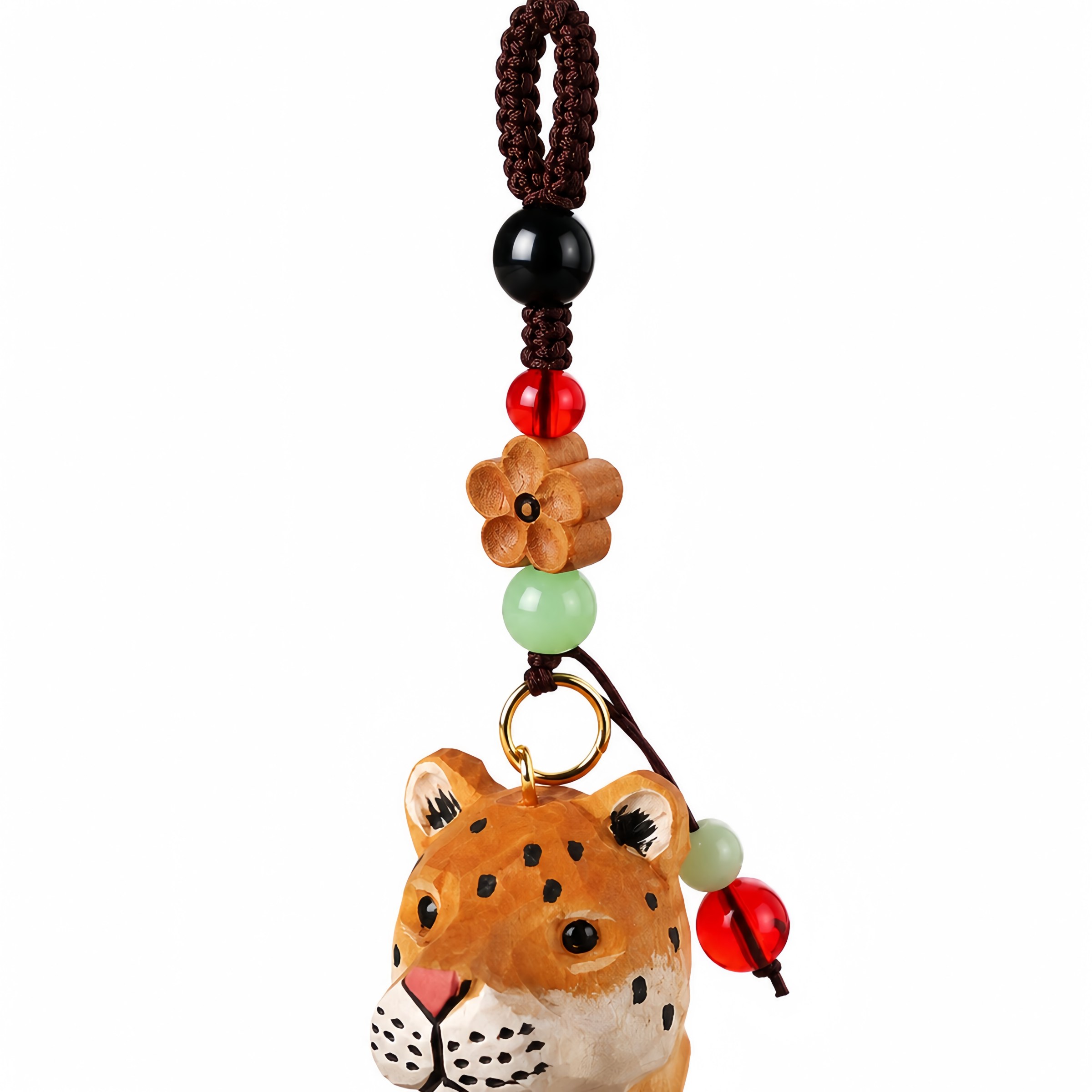 Handgeschnitzte L&ouml;wen- und Leoparden-Minifiguren aus Holz