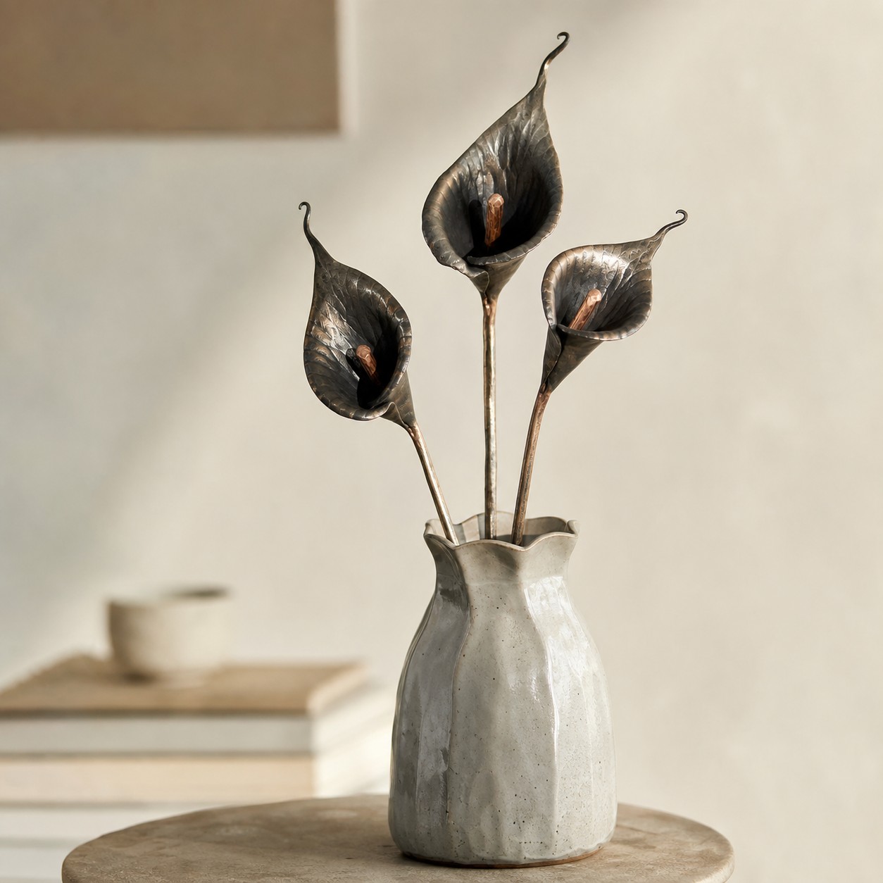 Handgeschmiedeter Calla-Lilienstiel aus Eisen als Dekoration