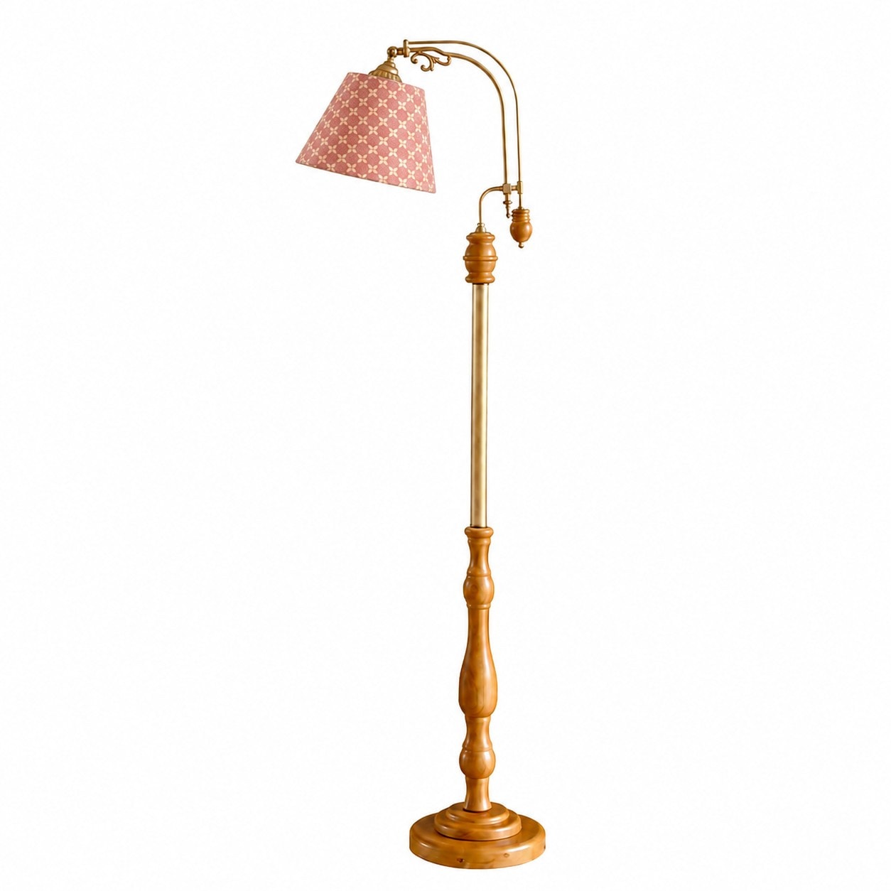 Vintage-Stehlampe aus Holz und Stoff