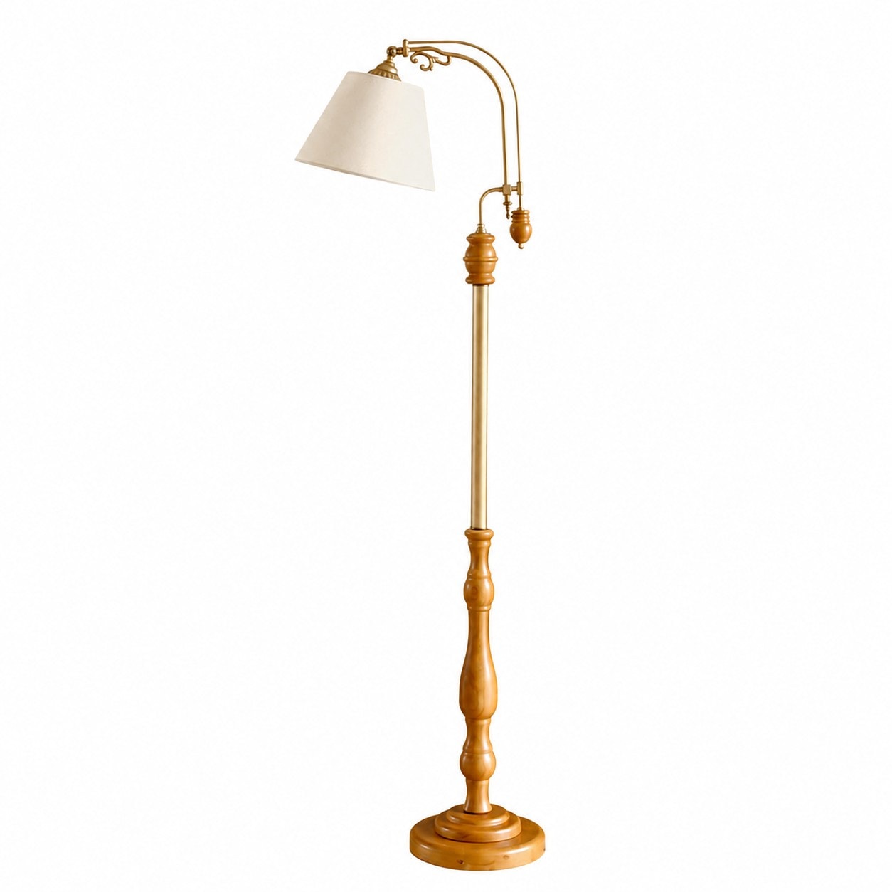 Vintage-Stehlampe aus Holz und Stoff