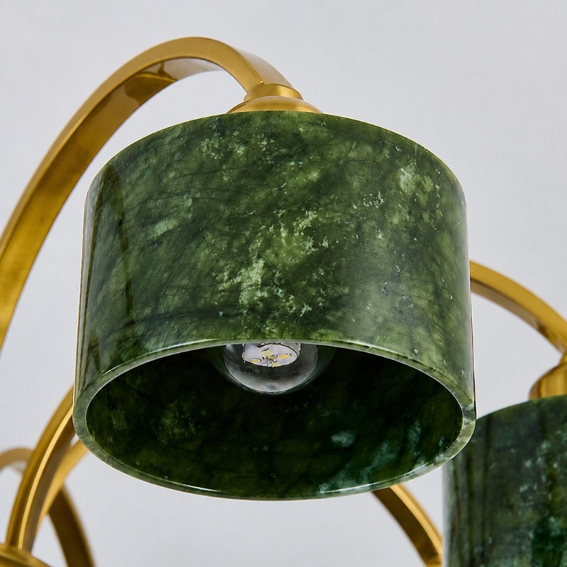 L&aacute;mpara de ara&ntilde;a con forma de rama arqueada de jade verde