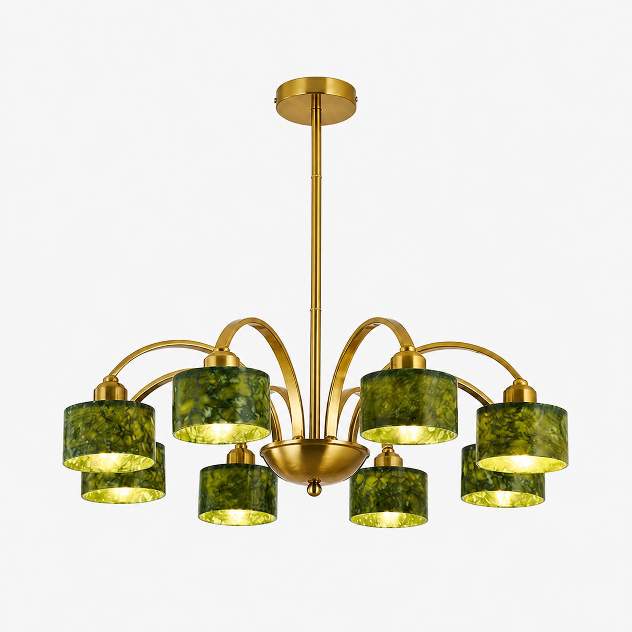 L&aacute;mpara de ara&ntilde;a con forma de rama arqueada de jade verde