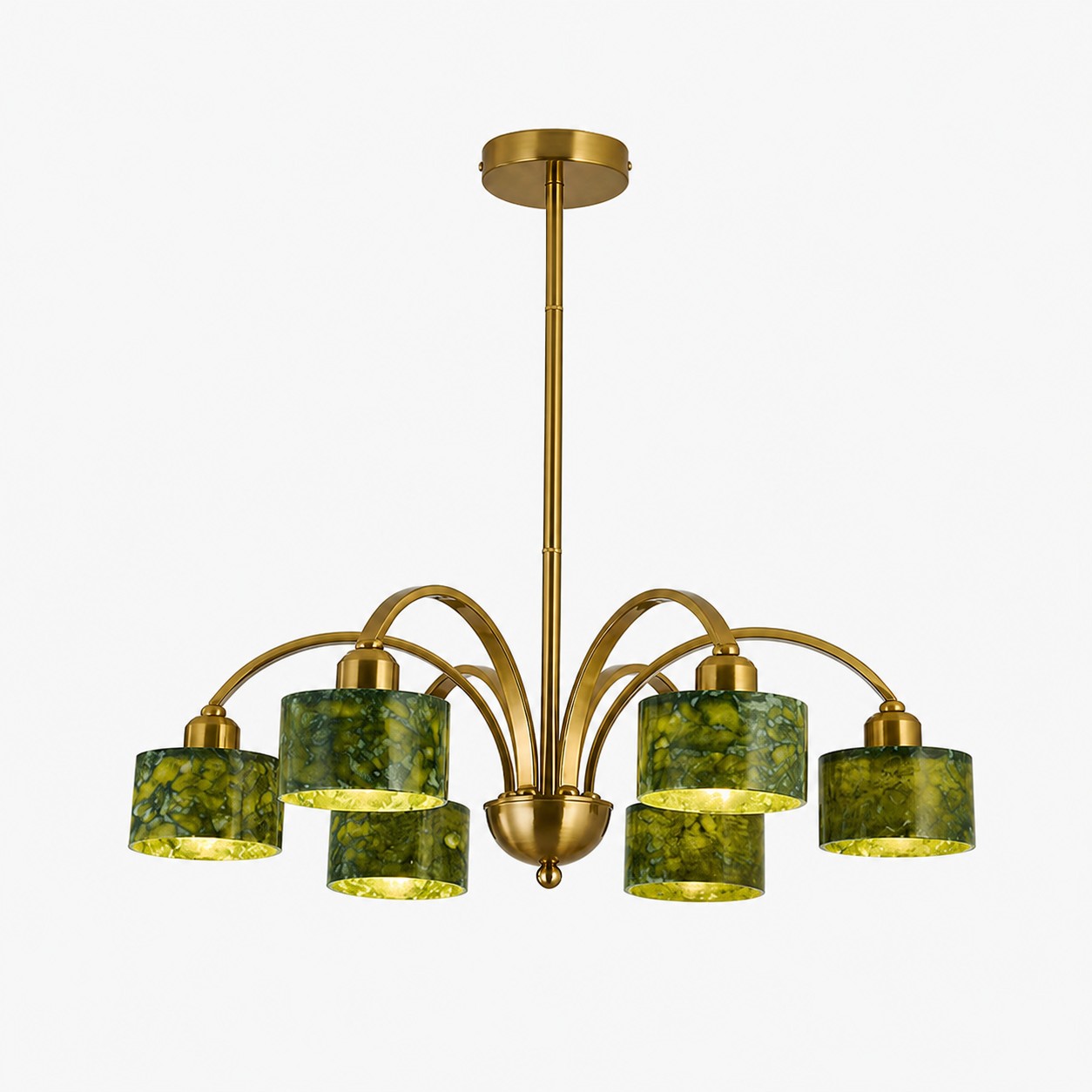 L&aacute;mpara de ara&ntilde;a con forma de rama arqueada de jade verde