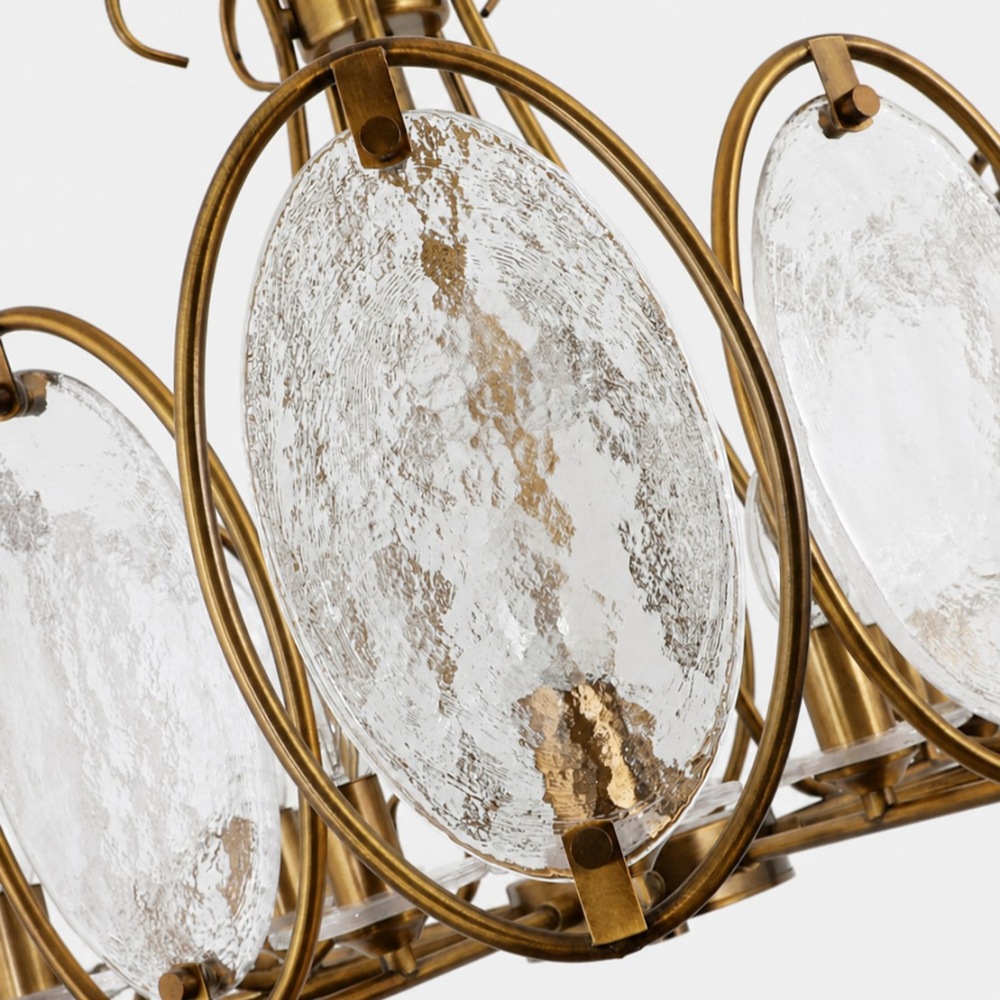 Ovaler Kronleuchter aus strukturiertem Glas