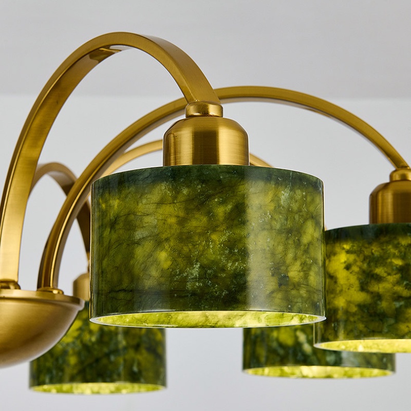 L&aacute;mpara de ara&ntilde;a con forma de rama arqueada de jade verde