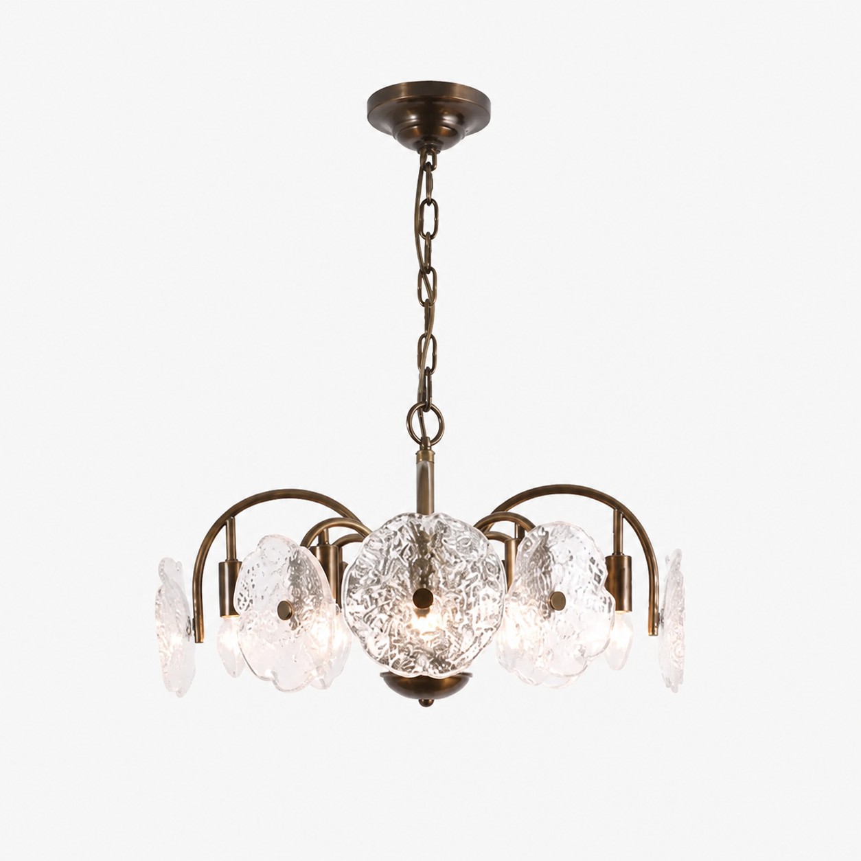 Brass Flower Glass Chandelier