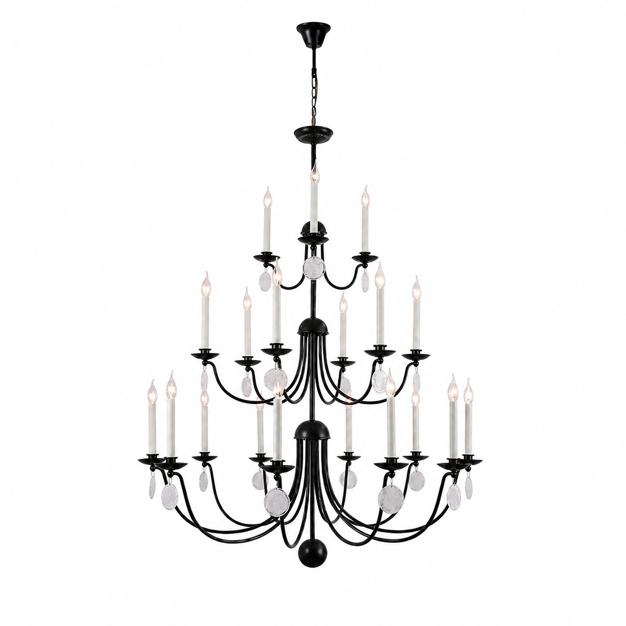 Lustre d'escalier &agrave; plusieurs niveaux avec bougies noires