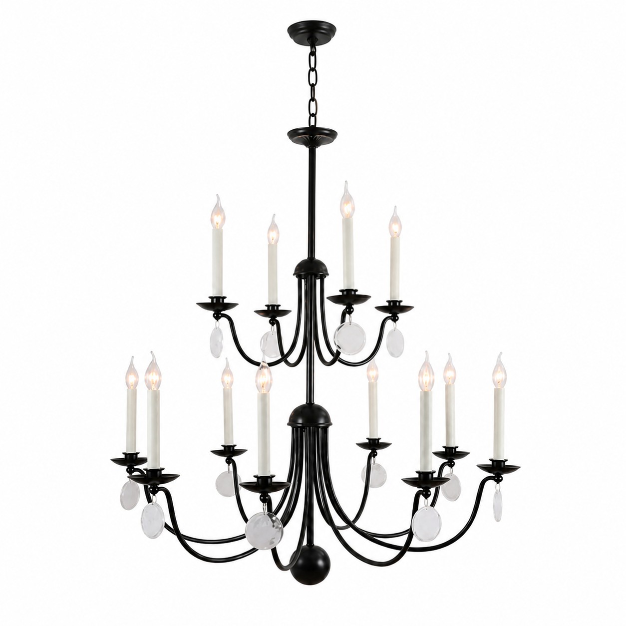 Lustre d'escalier &agrave; plusieurs niveaux avec bougies noires