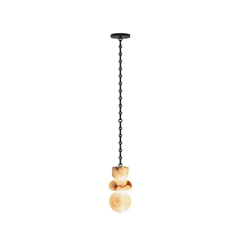 Lampadario a catena in alabastro nero