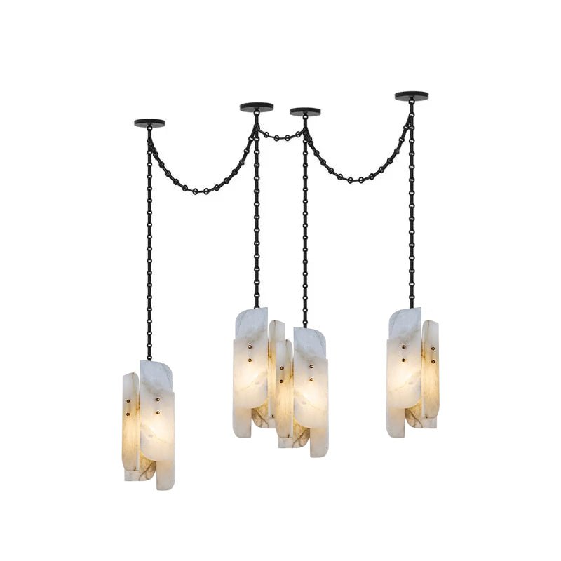 Lustre c&acirc;bl&eacute; &agrave; cha&icirc;ne avec abat-jour cylindrique givr&eacute;