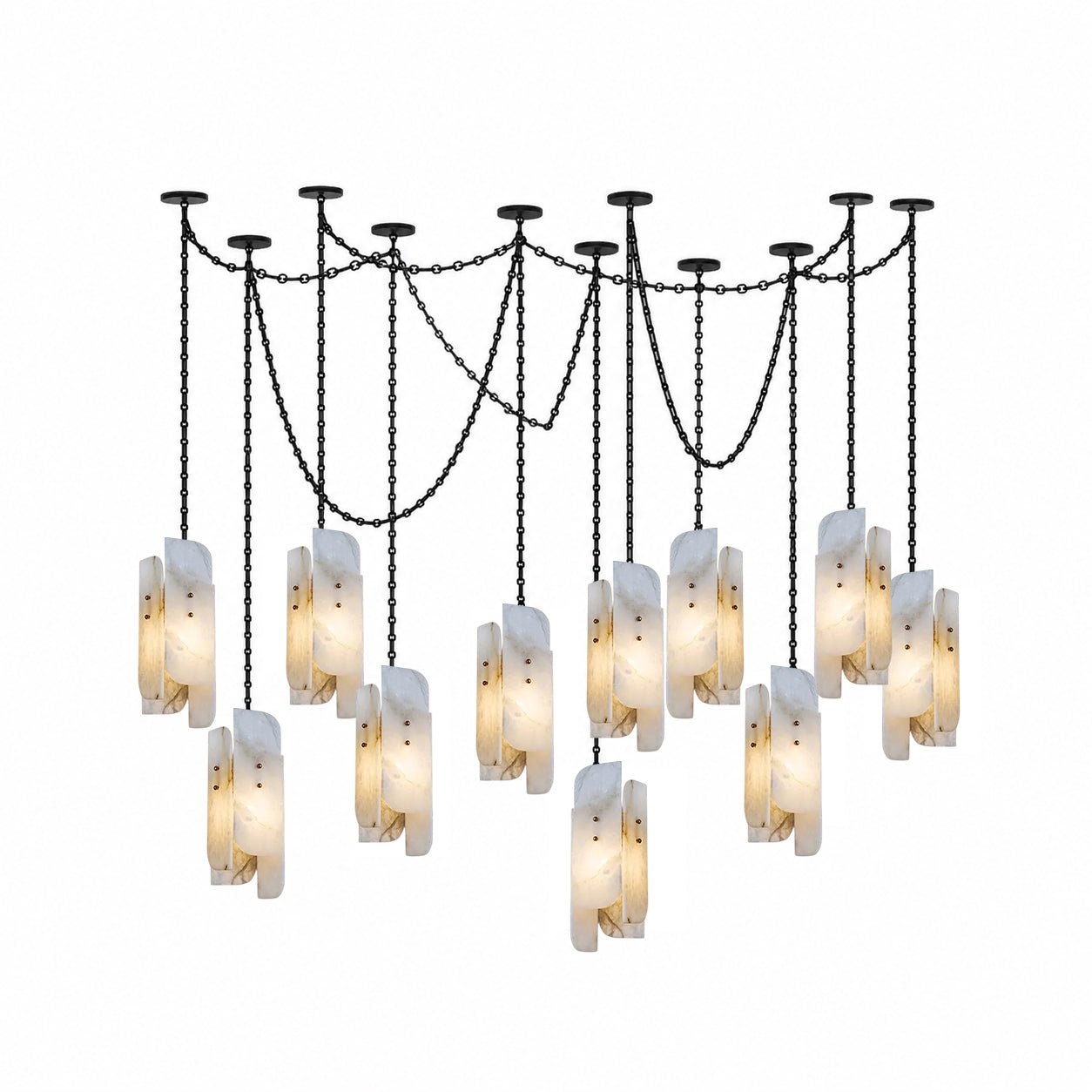 Lustre c&acirc;bl&eacute; &agrave; cha&icirc;ne avec abat-jour cylindrique givr&eacute;