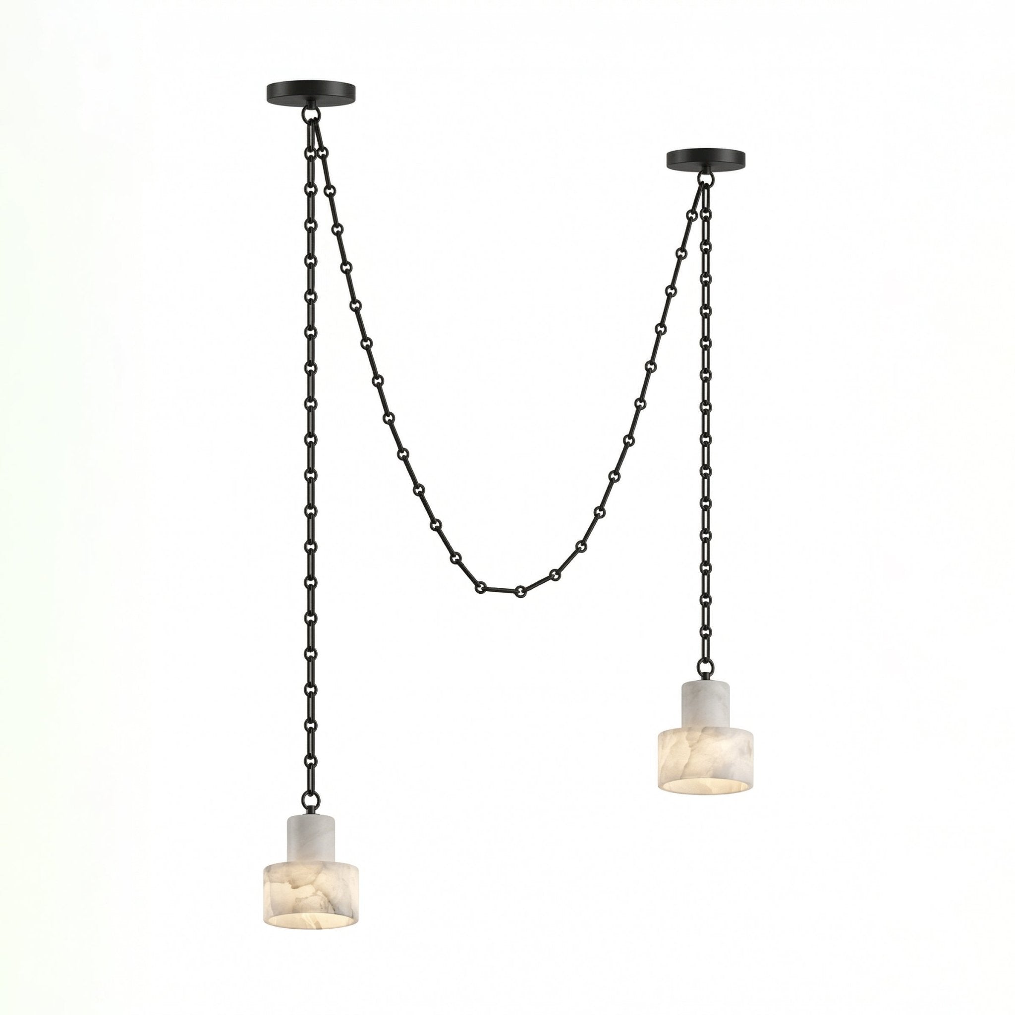 Lustre c&acirc;bl&eacute; en m&eacute;tal noir alb&acirc;tre d&eacute;poli avec abat-jour en m&eacute;tal noir et imitation givre
