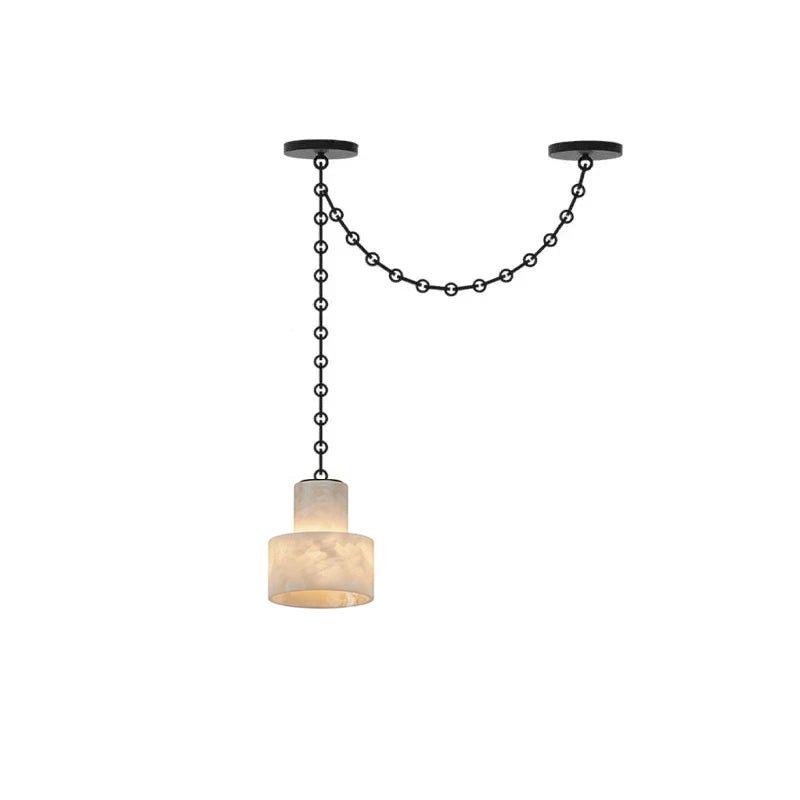 Lustre c&acirc;bl&eacute; en m&eacute;tal noir alb&acirc;tre d&eacute;poli avec abat-jour en m&eacute;tal noir et imitation givre