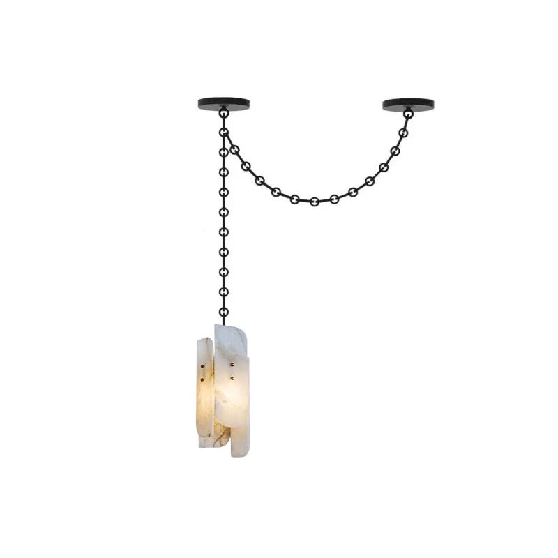 Lustre c&acirc;bl&eacute; &agrave; cha&icirc;ne avec abat-jour cylindrique givr&eacute;