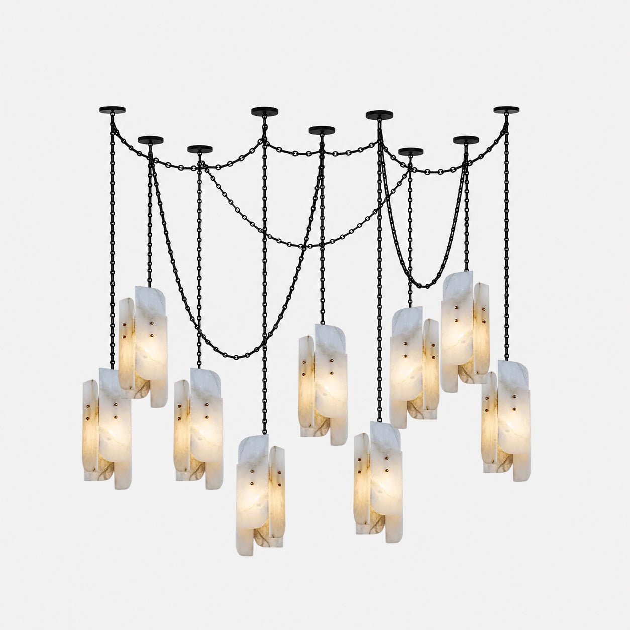 Lustre c&acirc;bl&eacute; &agrave; cha&icirc;ne avec abat-jour cylindrique givr&eacute;