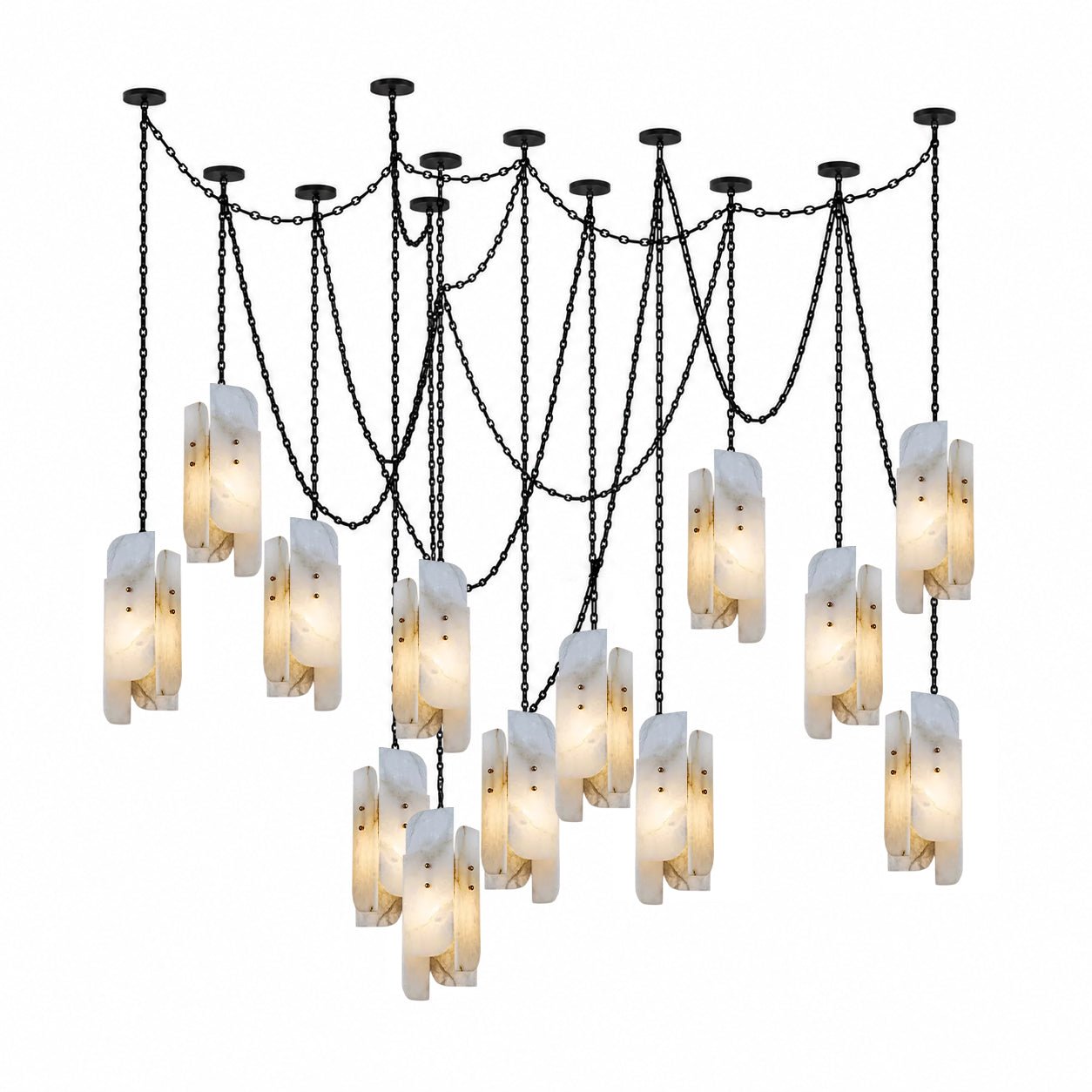 Lustre c&acirc;bl&eacute; &agrave; cha&icirc;ne avec abat-jour cylindrique givr&eacute;